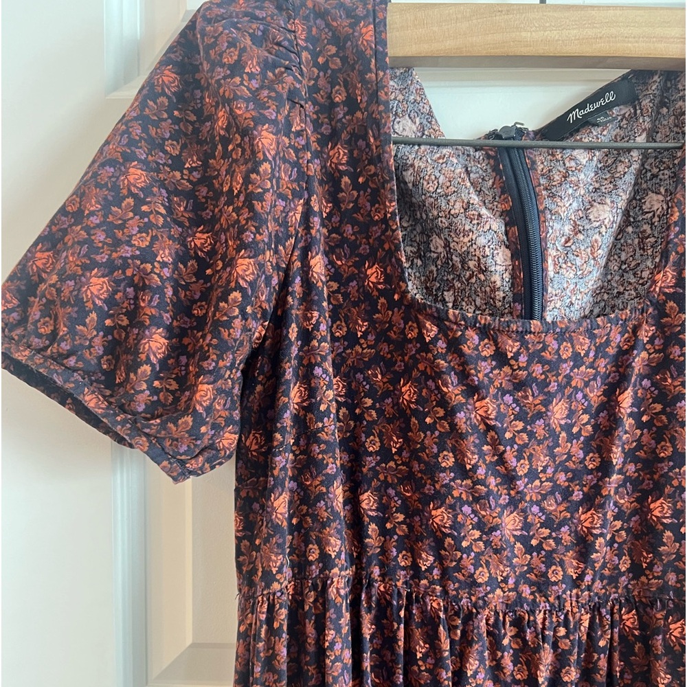 Madewell Aidy Square Neck Tiered Midi Dress